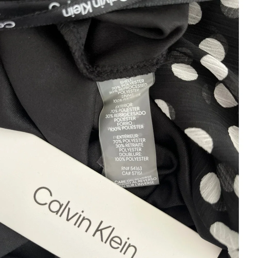 Calvin Klein Polka Dot Dress Bow‎ Neck Sleeveless Party Career Size 2 - Picture 4 of 5